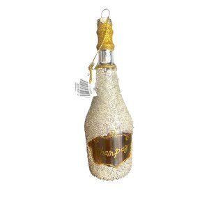 Anthropologie Champagne Beaded Ornament 6.5 Inch Silver Gold